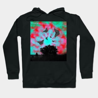 Dark butterflies in surreal mandala landscape Hoodie